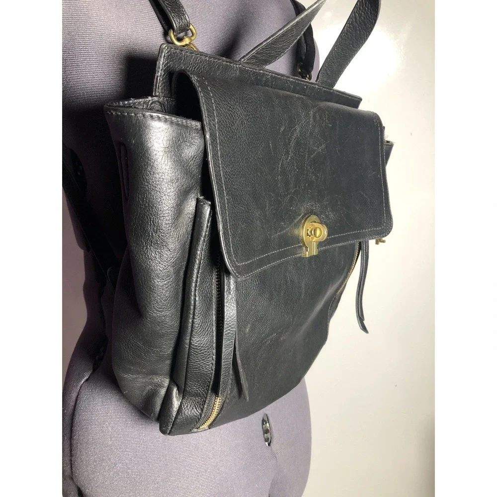 Fossil Amelia Black Leather Convertible Backpack‎ Bag DAMAGED